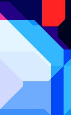 Renkli ve canlı geometrik şekiller katmanları var. Bir teknoloji planının dijital illüstrasyonu. Gelecekçi tasarım şablonu.