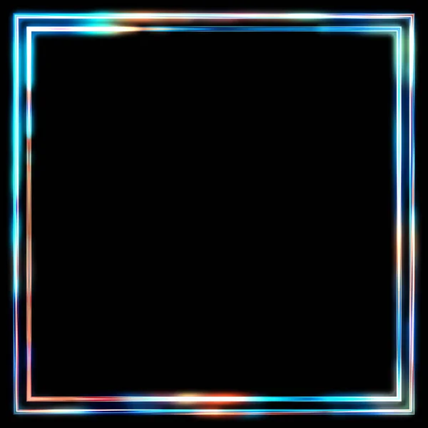 Glow Frame Background Neon Glowing Geometric Template Isolated Black Background — 스톡 사진