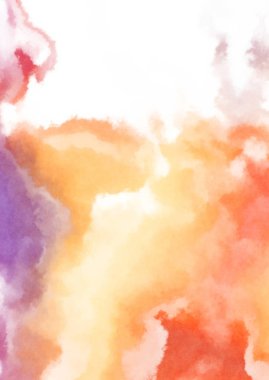 Beyaz arkaplanda soyut renkli suluboya. Dijital resim.