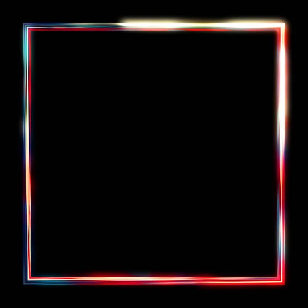 Glow Frame Background Neon Glowing Geometric Template Isolated Black Background — Stock Photo, Image