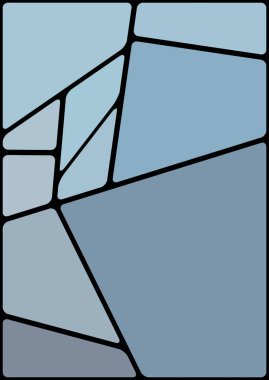 Siyah boşluklu renkli bir çizim. Soyut geometrik desen. Mozaik arka plan. Geometrik çok renkli şekiller.