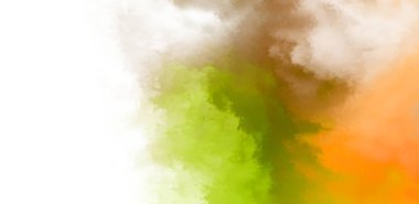 Beyaz arkaplanda soyut renkli suluboya. Dijital resim.