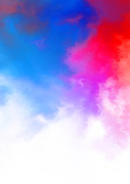 Beyaz arkaplanda soyut renkli suluboya. Dijital resim.