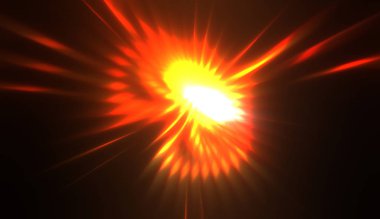 Muhteşem bir ışık gösterisi. Parlayan ışık ışınlarıyla renkli ve canlı parçacık patlaması. Çok renkli yıldız patlaması.