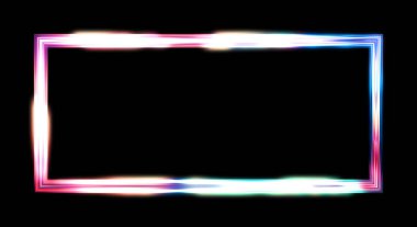 Parlak Çerçeve Arkaplanı. Siyah arkaplanda izole edilmiş parlak geometrik şablon. Soyut 2d illüstrasyon.