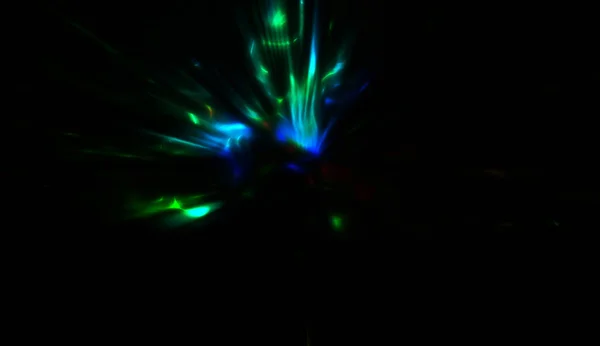 Light Particles Motion Creating Burst Glowing Multicolored Rays Black Background — Stock Photo, Image