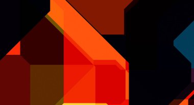 Renkli ve canlı geometrik şekiller katmanları var. Bir teknoloji planının dijital illüstrasyonu. Gelecekçi tasarım şablonu.