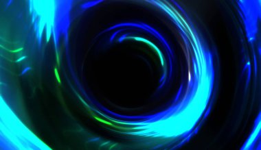 Parlayan ışıkları hareket ettirmenin havalı arka planı. Tasarımınız için canlı renkli bir portal şablonu. Işık ışınları ve hareket halindeki ışıldayan parçacıklar bir solucan deliği şekli oluşturuyor..