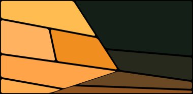 Siyah boşluklu renkli bir çizim. Soyut geometrik desen. Mozaik arka plan. Geometrik çok renkli şekiller.