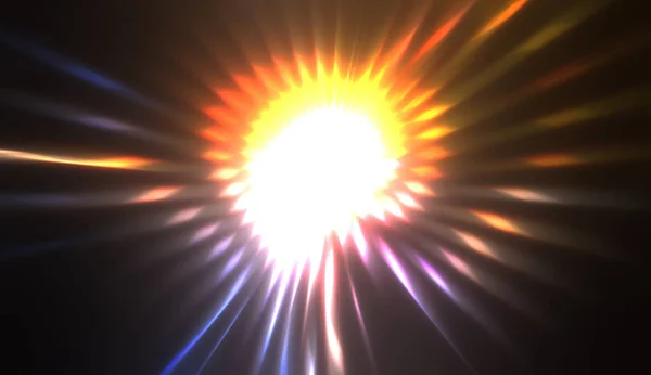 Spektakularny Pokaz Światła Kolorowy Żywy Wybuch Cząsteczek Świecącymi Promieniami Światła — Zdjęcie stockowe