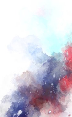 Suluboya arka planda lekeler ve lekelerle boyanmış. Fırça darbesi ile boyanmış. 2d Görüntü.