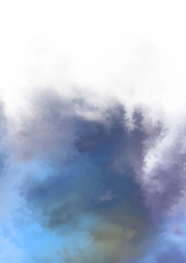 Beyaz arkaplanda soyut renkli suluboya. Dijital resim.