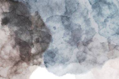 Suluboya arka planda lekeler ve lekelerle boyanmış. Fırça darbesi ile boyanmış. 2d Görüntü.