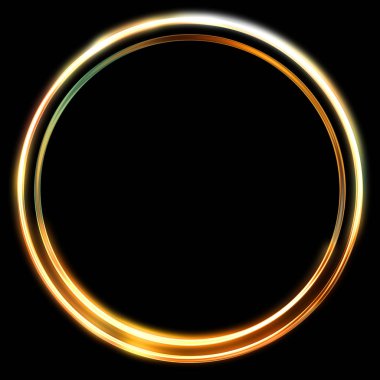 Parlak Çerçeve Arkaplanı. Siyah arkaplanda izole edilmiş parlak geometrik şablon. Soyut 2d illüstrasyon.
