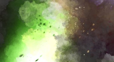 Suluboya arka planda lekeler ve lekelerle boyanmış. Fırça darbesi ile boyanmış. 2d Görüntü.