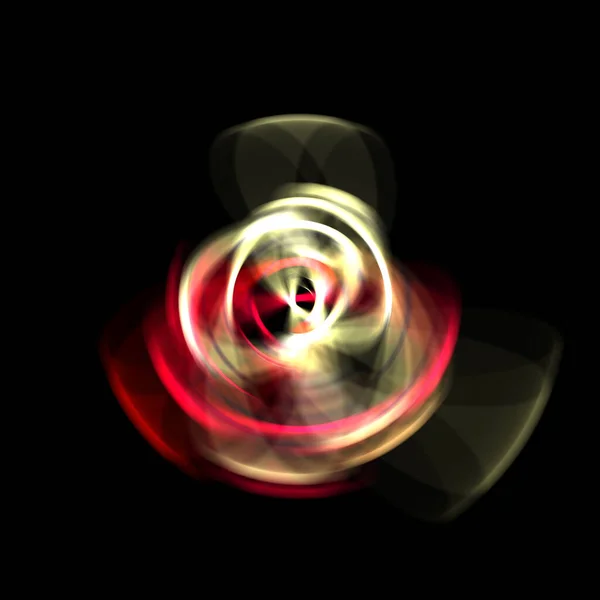Snurrende Lysstråler Isolert Svart Bakgrunn Grafisk Illustrasjon Glødende Fargerike Lyspartikler – stockfoto