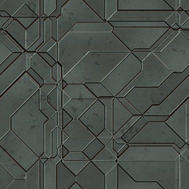 Kusursuz Bilim Kurgu Panelleri. Geleceğin dokusu. Uzay gemisi kaplaması geometrik desen. 3 boyutlu illüstrasyon. Teknoloji konsepti.