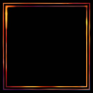 Parlak Çerçeve Arkaplanı. Siyah arkaplanda izole edilmiş parlak geometrik şablon. Soyut 2d illüstrasyon.