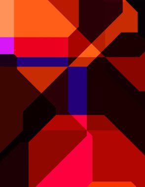 Renkli ve canlı geometrik şekiller katmanları var. Bir teknoloji planının dijital illüstrasyonu. Gelecekçi tasarım şablonu.