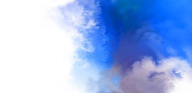 Beyaz arkaplanda soyut renkli suluboya. Dijital resim.