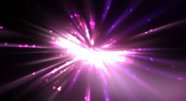 Dinamik hareket eden ışık patlaması. Renkli ışıkların güzel parlak arka planı. Parlayan ışık ışınları ve parçacıkları olan bir yıldızın enerji gösterimi.