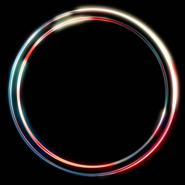 Parlak Çerçeve Arkaplanı. Siyah arkaplanda izole edilmiş parlak geometrik şablon. Soyut 2d illüstrasyon.