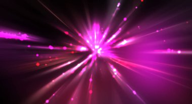 Dinamik hareket eden ışık patlaması. Renkli ışıkların güzel parlak arka planı. Parlayan ışık ışınları ve parçacıkları olan bir yıldızın enerji gösterimi.