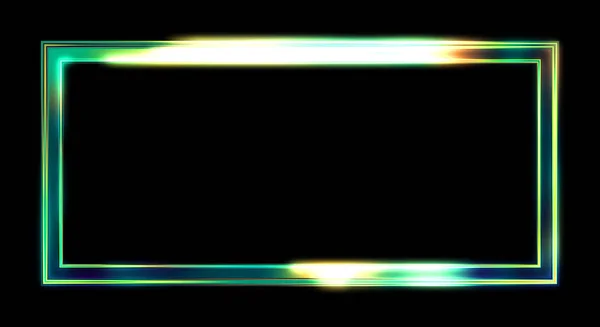 Glührahmen Hintergrund Neon Leuchtende Geometrische Schablone Isoliert Auf Schwarzem Hintergrund — Stockfoto