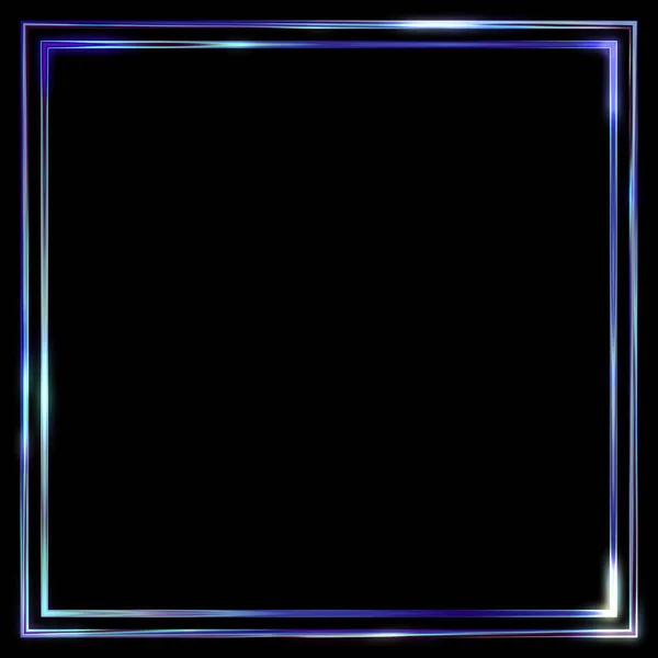 Фон Светящейся Рамки Неоновый Светящийся Геометрический Шаблон Изолирован Черном Фоне — стоковое фото