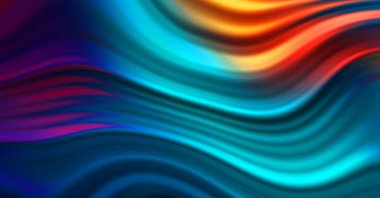 Kavisli çizgileri olan soyut bir arkaplan. Soyut ve gradyan renkte renkli çizimler. Çizgili desenli canlı dalga deseni.