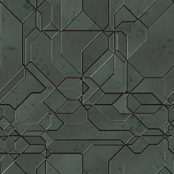 Seamless Scifi Panels Futuristic Texture Spaceship Hull Geometric Pattern Illustration — ストック写真