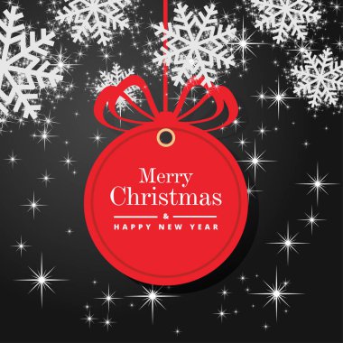 Noel 'de indirimli indirimli indirimli alışveriş metniyle birlikte farklı şekillerde ve kırmızı renkli Kar Tanesi elementleriyle Noel' de satışa sunulan kağıt etiket vektörü. Vektör illüstrasyonu.