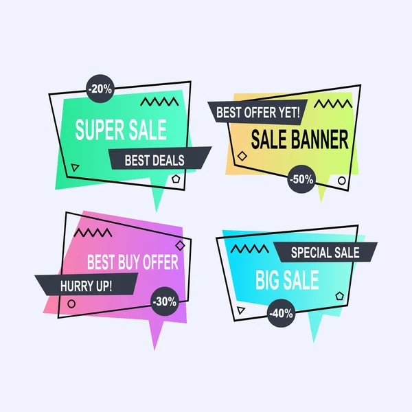 Sale Banner Memphis Style Geometric Shapes Sale Background Template Create — Stock Vector