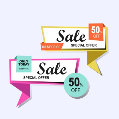 İndirimli pankart renkli yaratıcı kurdele tasarımı Özel İndirim Kurdelesi Vektör Şablonu