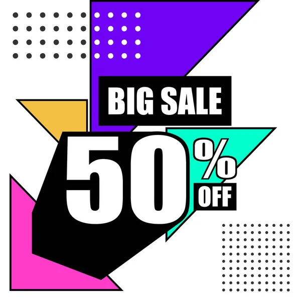 Vente Discount Abstrait Style Memphis Bannière Web Affiche Mode Voyage — Image vectorielle