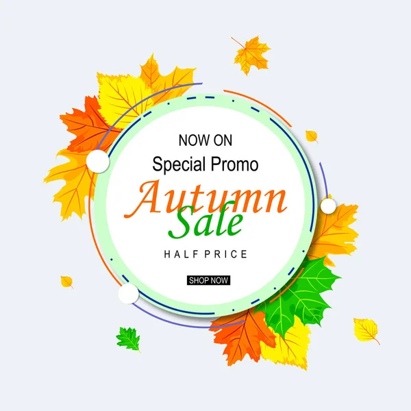 Banner Vorlage Für Herbstverkauf Mit Gelben Blättern Gestaltungselemente Für Plakate — Stockvektor