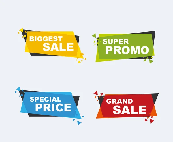 Sale Collection Promo Special Offer Promo Discounts Set Banners Geometric — Stock Vector