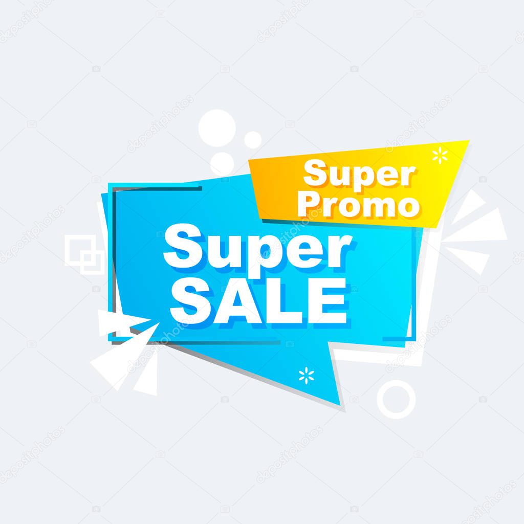 Sale banner. Special offer logo, weekend promotion label gradient design template, super deal sale tag. Vector sale shop discount shape.