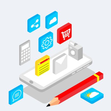 Itric akıllı telefon simgesi uygulaması. Web, mobil, poster, afiş ve arkaplan vektörü şablonu.