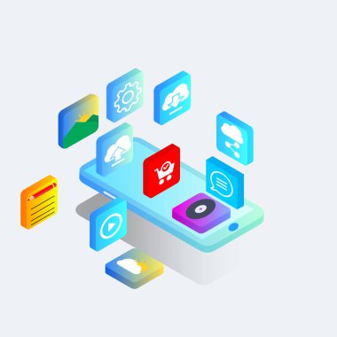 Itric akıllı telefon simgesi uygulaması. Web, mobil, poster, afiş ve arkaplan vektörü şablonu.