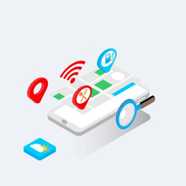 Akıllı telefon uygulaması için Itric akıllı telefon GPS servisi. Web, mobil, poster, afiş ve arkaplan vektörü şablonu.