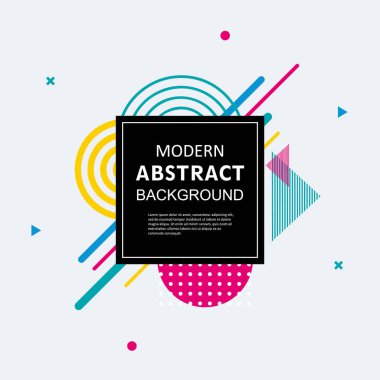 Modern basit soyut çember geometrik memphis şablon tasarımı ve arka plan. Vektör rengi tam. Kapak, süsleme, el ilanı, poster ve şablon için kullan