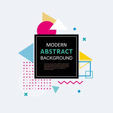 Modern basit soyut çember geometrik memphis şablon tasarımı ve arka plan. Vektör rengi tam. Kapak, süsleme, el ilanı, poster ve şablon için kullan