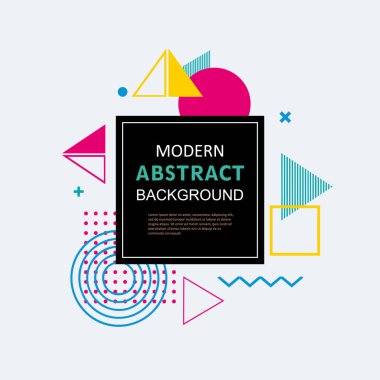 Modern basit soyut çember geometrik memphis şablon tasarımı ve arka plan. Vektör rengi tam. Kapak, süsleme, el ilanı, poster ve şablon için kullan