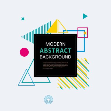 Modern basit soyut çember geometrik memphis şablon tasarımı ve arka plan. Vektör rengi tam. Kapak, süsleme, el ilanı, poster ve şablon için kullan