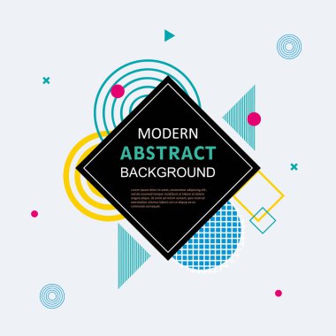 Modern basit soyut çember geometrik memphis şablon tasarımı ve arka plan. Vektör rengi tam. Kapak, süsleme, el ilanı, poster ve şablon için kullan