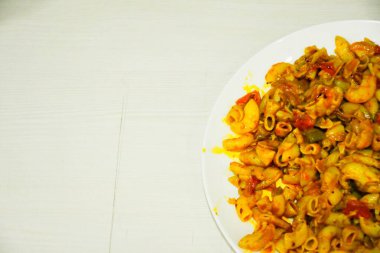 Makarna, kahvaltı, yemek ve içecek.,