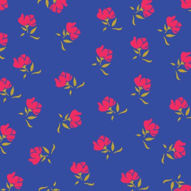 Çiçek ve yapraklı çiçek deseni, moda baskıları için zarif bir şablon.