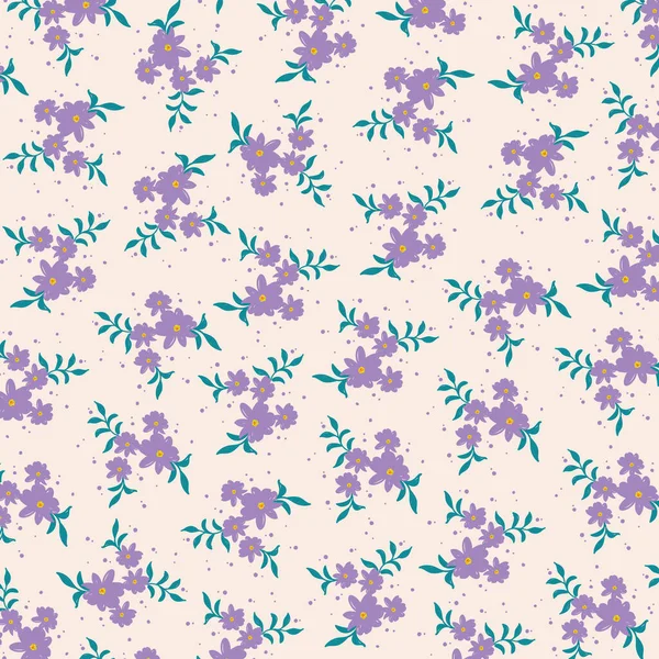 Ramo Floral Patrón Vectorial Con Flores Pequeñas Hojas Plantilla Elegante — Vector de stock