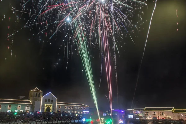 stock image December fireworks festival in Villa de Leyva, Colombia